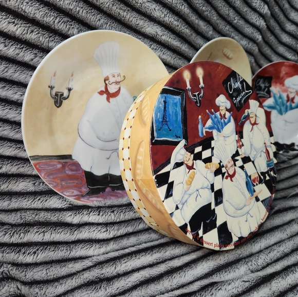 Fat Boy Chef Set of 4 Dessert plate porcelain home essentials and beyond - Picture 7 of 11